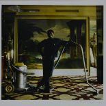 Cecil Jospe (1928 - 2004, American), Man with vacuum cleaner before a picture, colour photograph,