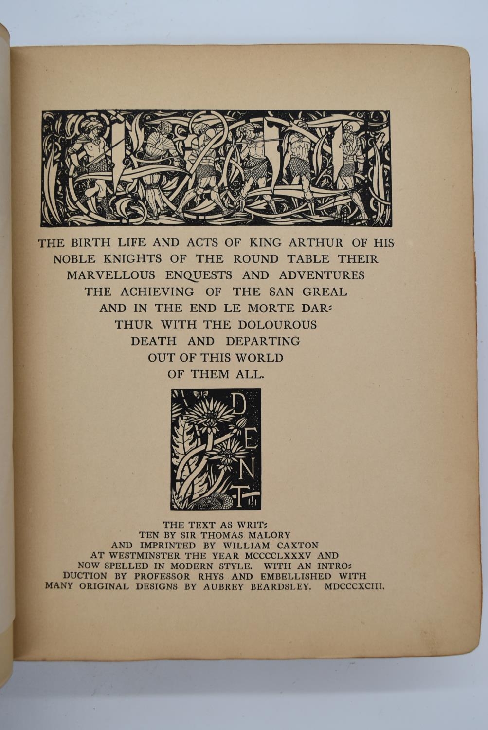 Audrey Beardsley 1893 - Morte Darthur Vol. 1 and 2; full leather binding with five raised bands on - Image 27 of 29