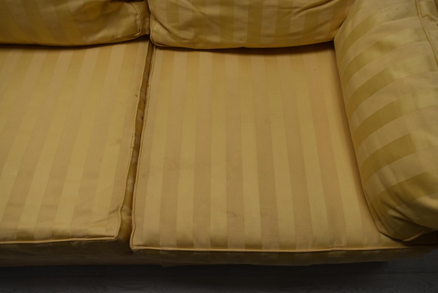A contemporary three seater sofa bed upholstered in yellow dralon fabric. H.72 W.220 D.94cm - Image 5 of 28