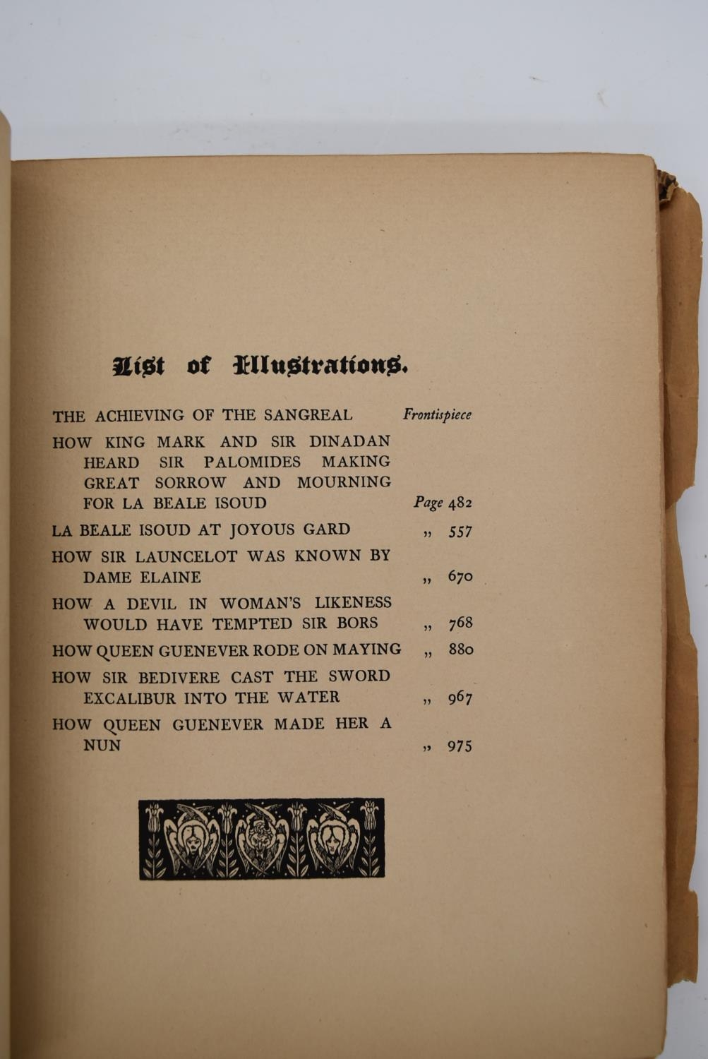 Audrey Beardsley 1893 - Morte Darthur Vol. 1 and 2; full leather binding with five raised bands on - Image 20 of 29