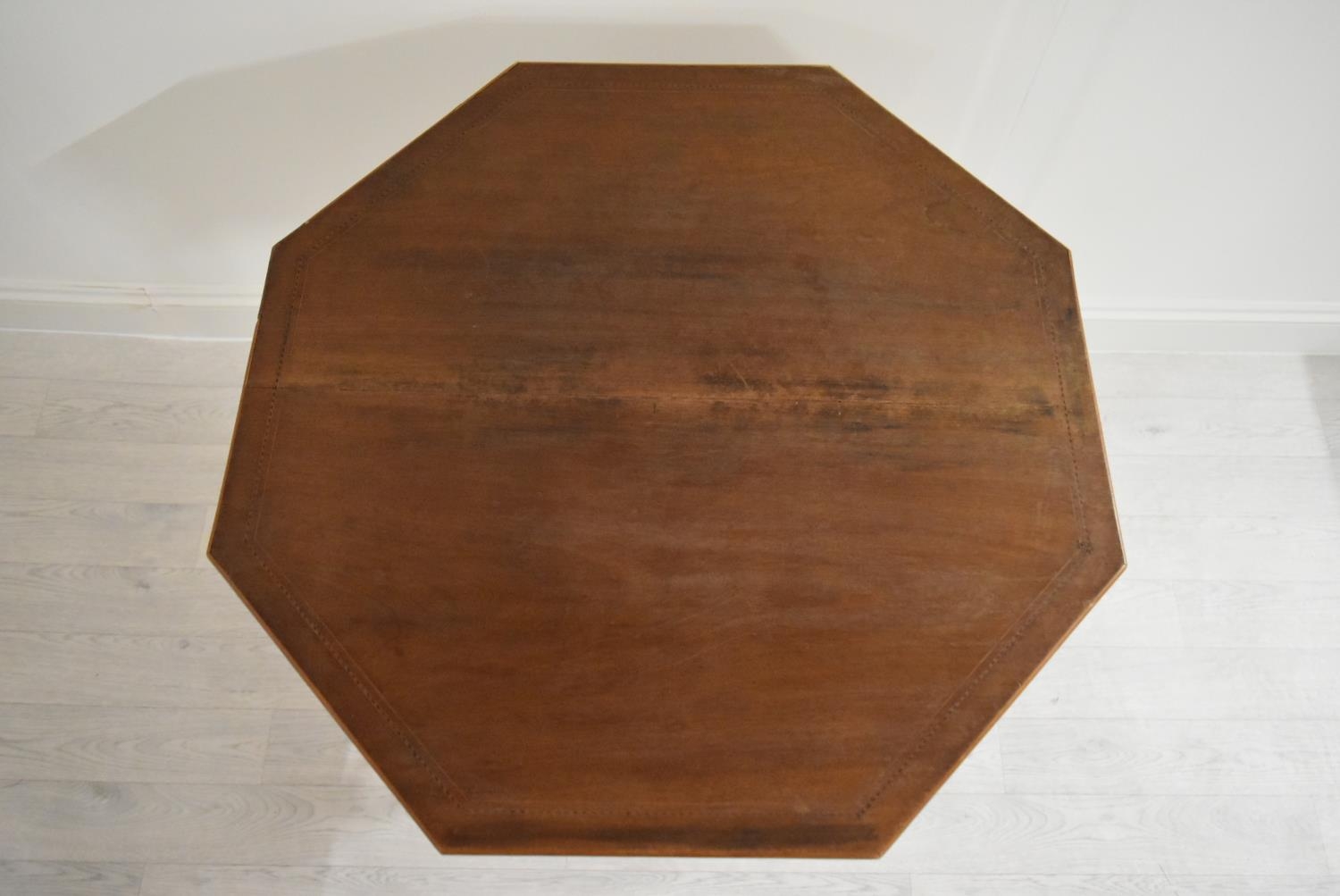 An Edwardian mahogany octagonal occasional table on tapering supports united by stretcher. H.68.5 - Image 2 of 17