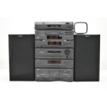 A 20th century electric Sony stereo/hi-fi system to include cassette tape, CD and record players