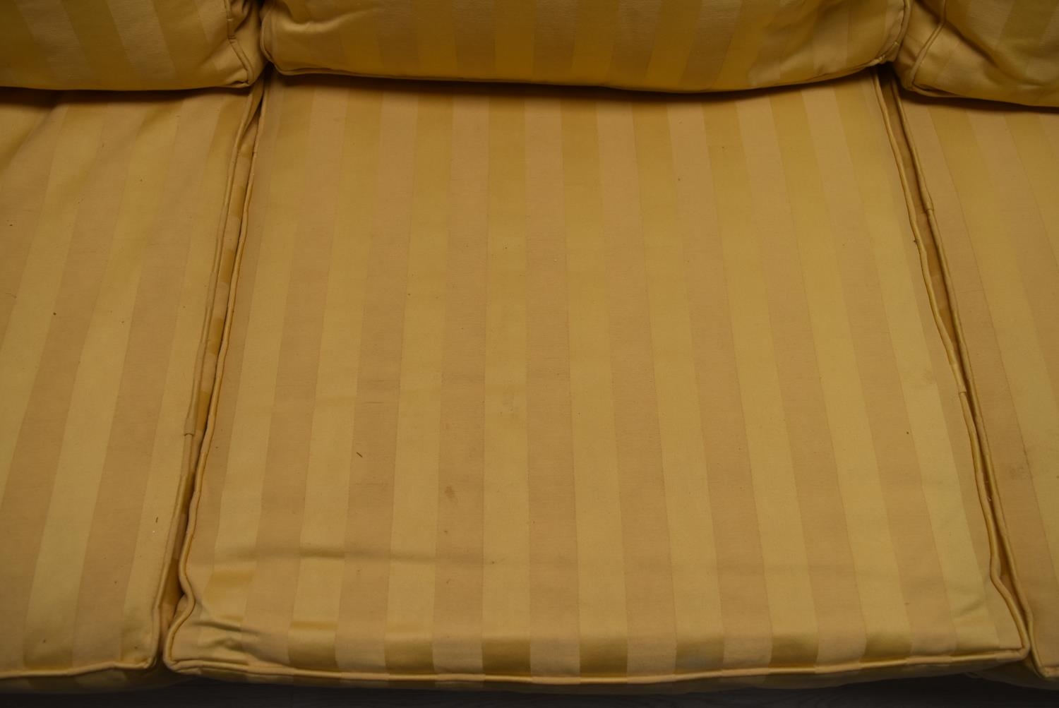 A contemporary three seater sofa bed upholstered in yellow dralon fabric. H.72 W.220 D.94cm - Image 6 of 28