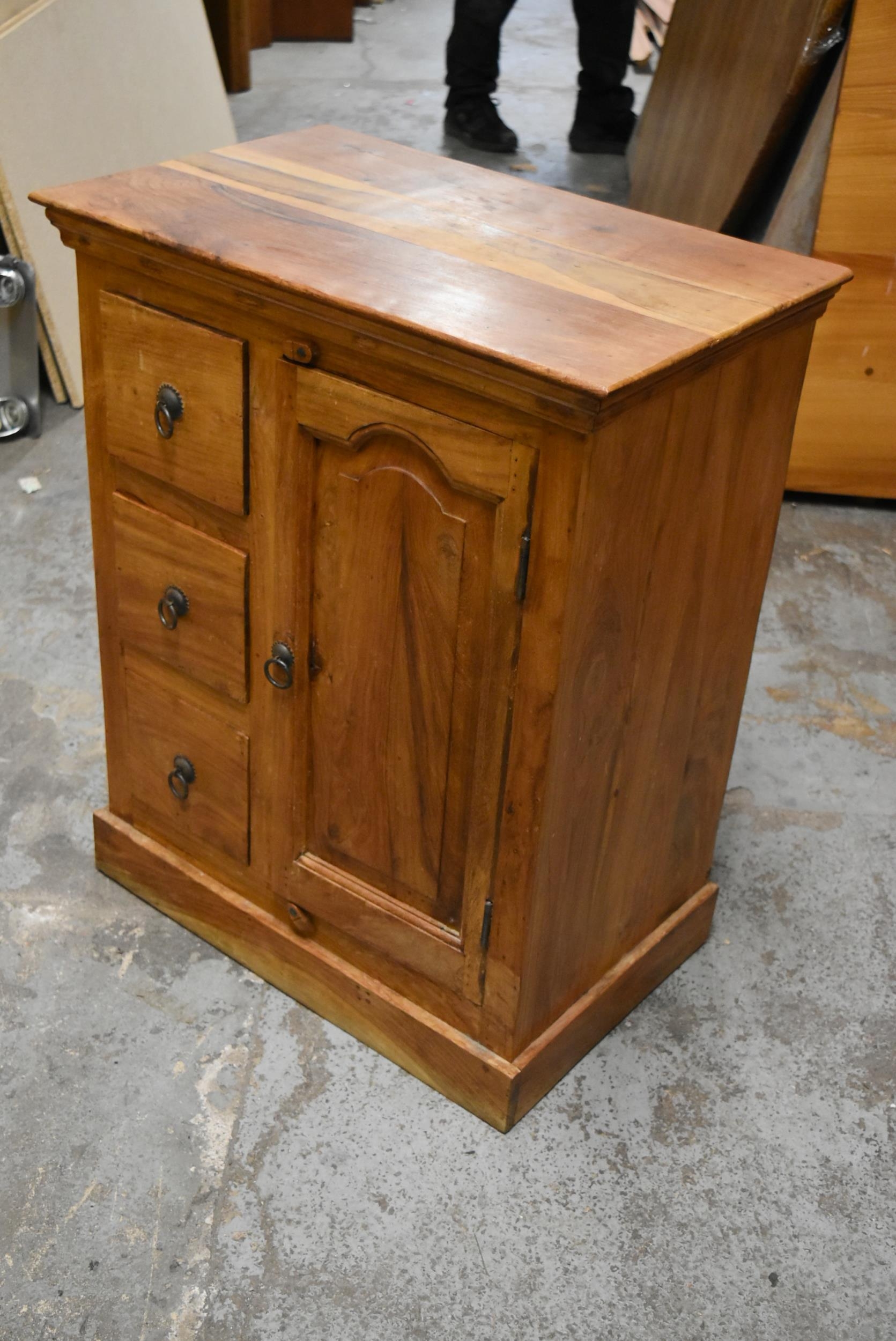 A small Eastern hardwood kitchen cabinet fitted with spice drawers and a panel door. H.76 x W.60 x - Image 5 of 6