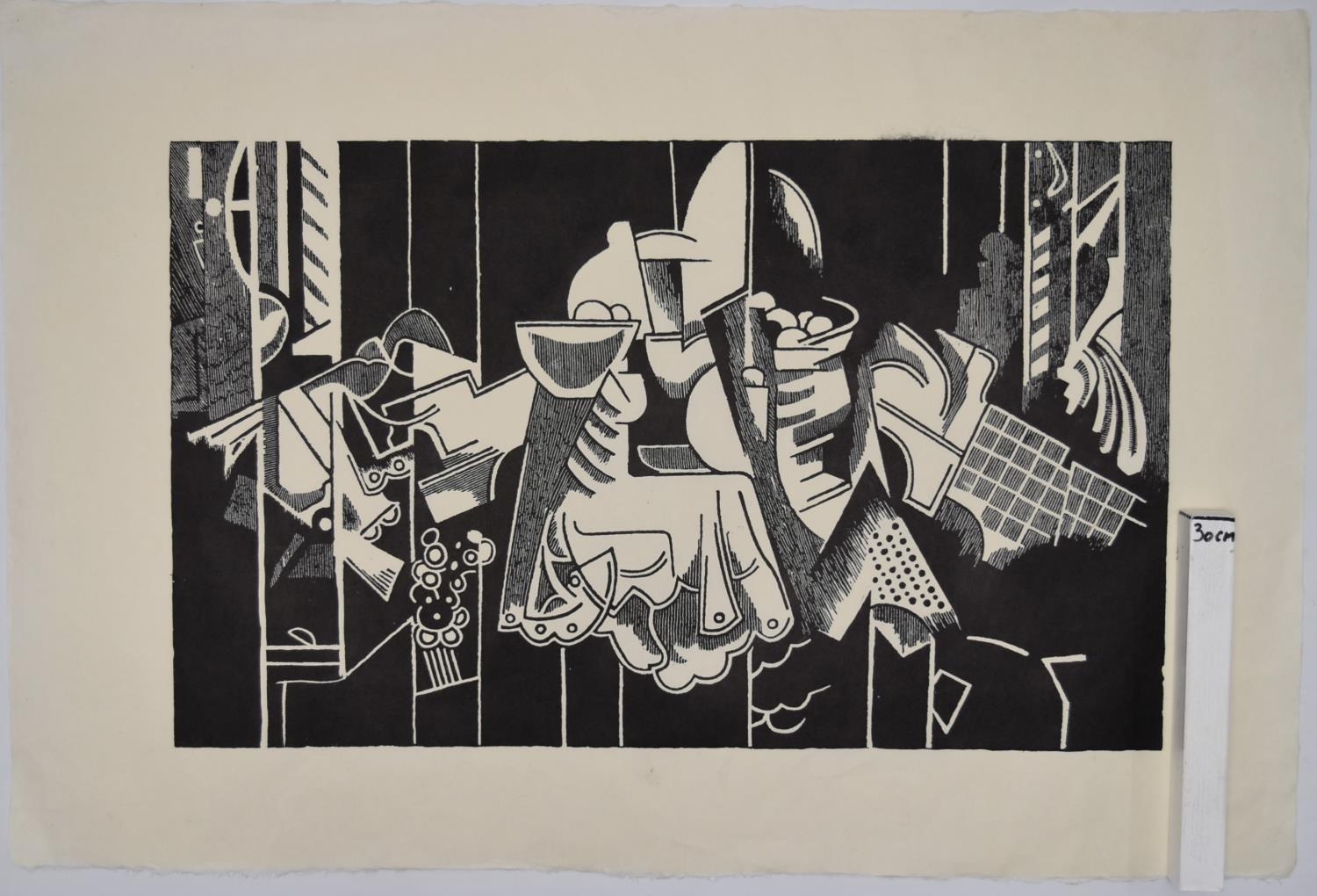 TREVOR FRANKLAND (British 1931-2011). Large linocut on thin Japanese paper. Unnumbered and unsigned. - Image 2 of 2