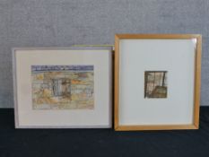 20th century, British school, window of a stone barn, watercolour on paper, signed and framed,