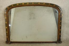 Late 19th century lacquered framed over mantle mirror. H.85 x W.111 cm.