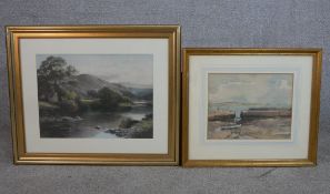 20th century, British school, sailing boats on the estuary, watercolour on paper, framed together