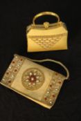 Two vintage embroidered ladies purses H.12 W.20cm. (largest)