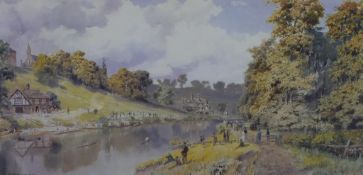 Henry Bowser Wimbush (British, 1858-1943). Print titled ‘The Boat Club, Shrewsbury’. Signed in