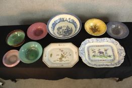 Assorted 20th century Scottish art glass to include Monart & Vasart together with a blue ad white