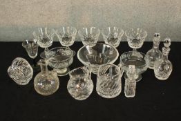 Assorted 20th century cut and moulded drinking glasses and other glassware. H.15cm. (largest)