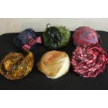 Six assorted 20th century ladies feathered hats.