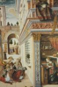 After Carlo Crivelli (Italian, 1435-1495) The Annunciation, with Saint Emidius, a coloured print,