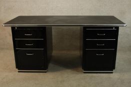 A Classic Line Chrysler modernist twin pedestal writing desk by Muller Mobel Fabrikation, in