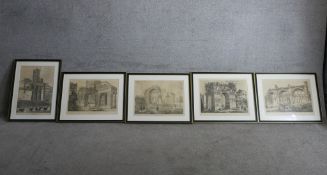 Henry Abbott (1831-1927). Five aquatint engravings of various buildings to include ‘The Forum of