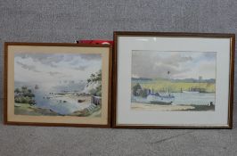 20th century, two watercolours of the seaside, watercolour on paper, unsigned, framed. H.39 W.