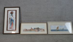 Three 20th century watercolours to include Bobsham Harbour, watercolour on paper, together with