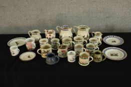 Assorted decorative Emma Bridgewater and other factory pottery kitchenwares to include cups and