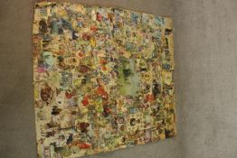 A large scrapscreen collage made from 19th century and later scraps. L.155 W.108cm.