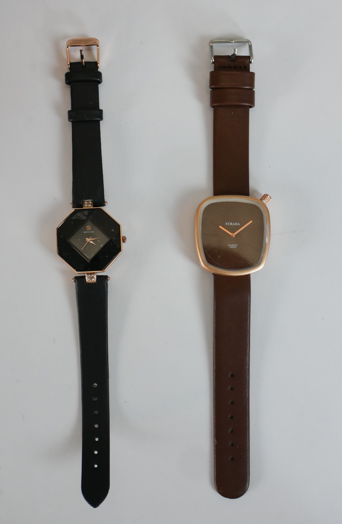 Two new in box Strada Fashion watches, one with a faceted crystal face and diamante detailing. H.4