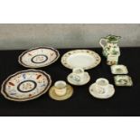 A pair of 19th century Wedgwood plates together with Masons Ironstone Mandalay jug and other