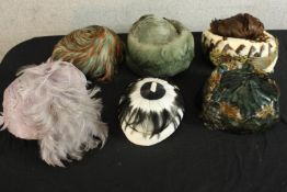 Six assorted 20th century ladies feathered hats