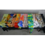 Ten assorted vintage patterned silk scarves.