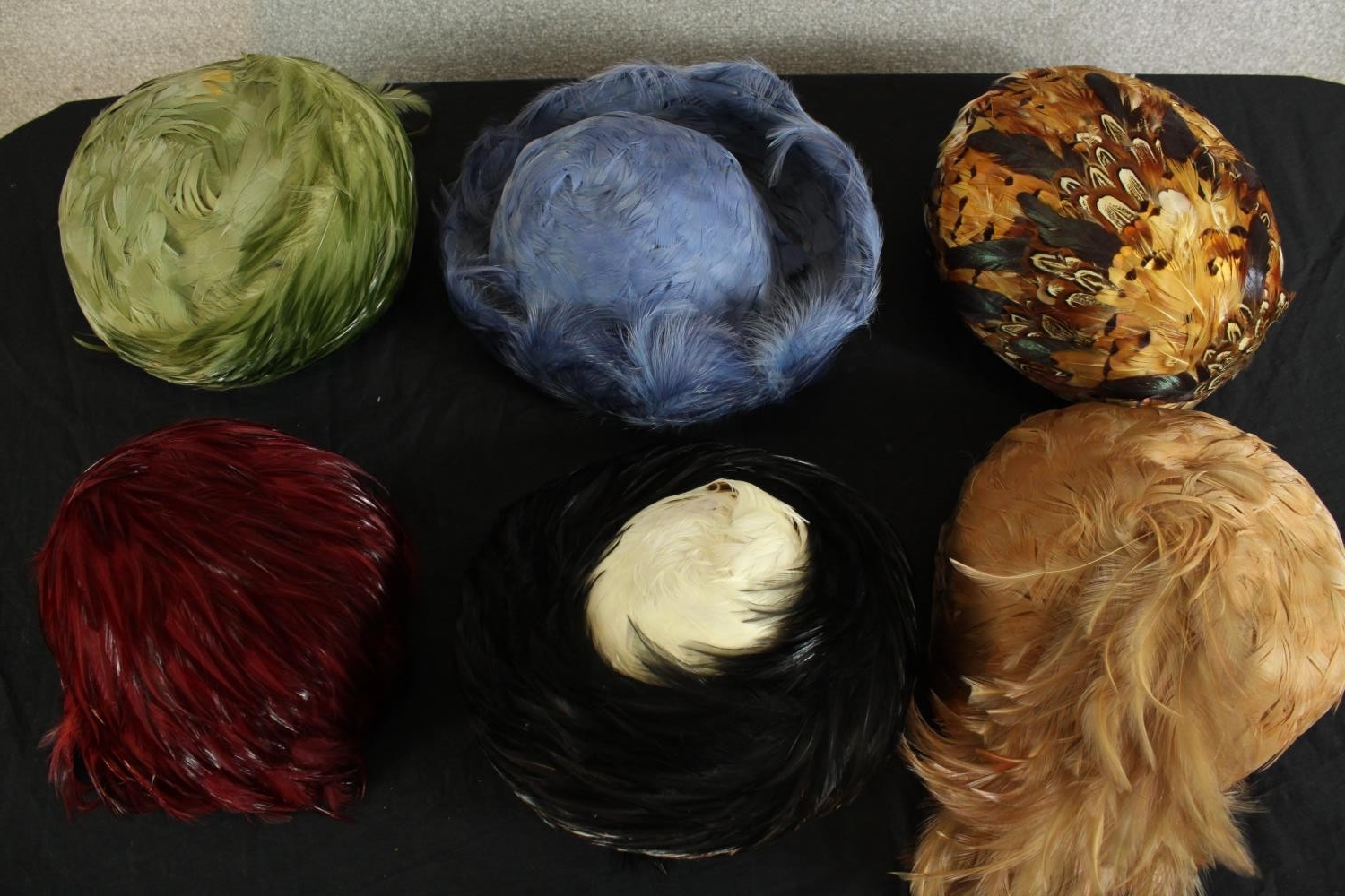 A collection of six assorted 20th century ladies feathered hats. - Image 2 of 4