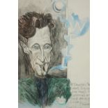Robert Jacks (Contemporary) portrait of George Orwell, coloured pencil drawing on paper, signed