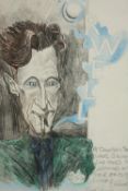 Robert Jacks (Contemporary) portrait of George Orwell, coloured pencil drawing on paper, signed