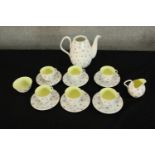 A mid 20th century Foley Thistledown pattern bone six person tea set comprising six cups and