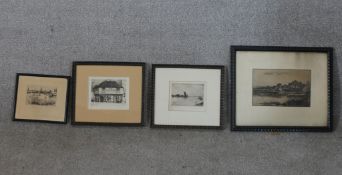 Four framed late 19th/early 20th century etchings to include Benjamin William Leader (British 1831-