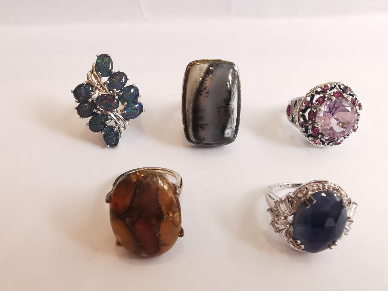 A collection of ten silver and gold plated silver dress rings some set with gemstones, including - Image 2 of 3