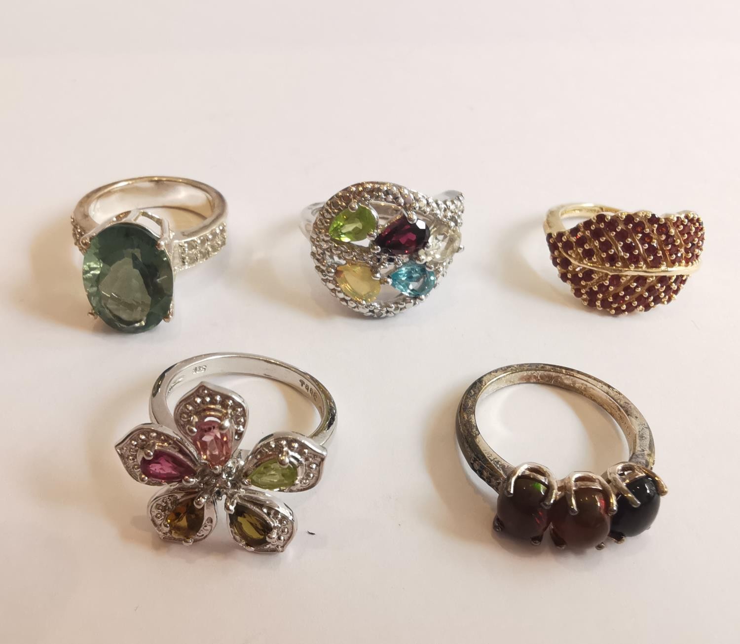 A collection of ten silver and gold plated silver dress rings set with various gemstones, - Image 3 of 3