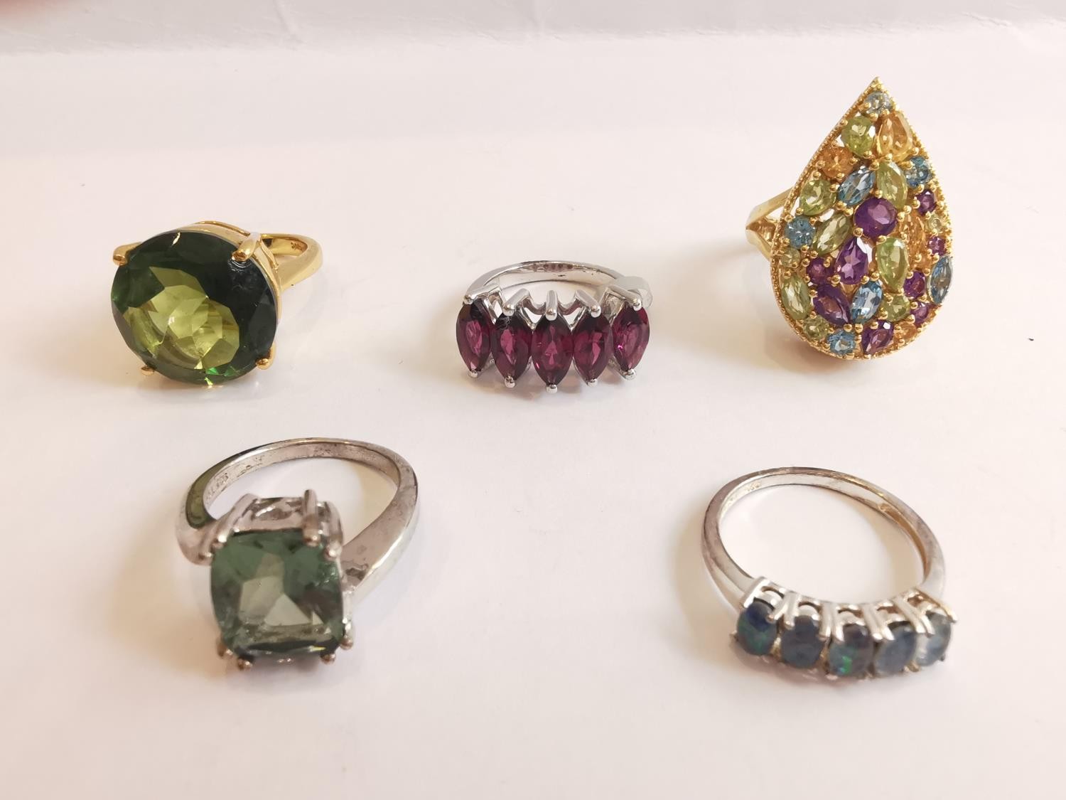 A collection of ten silver and gold plated silver dress rings some set with gemstones, including - Image 2 of 3