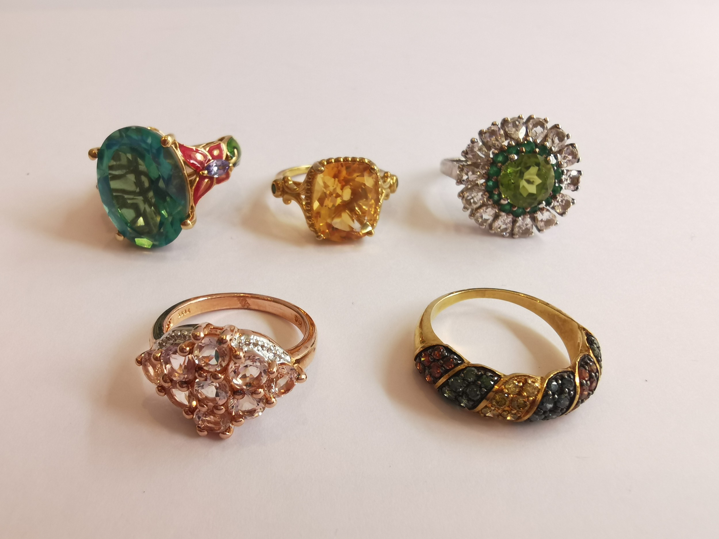 A collection of ten silver and gold plated silver dress rings some set with gemstones, including - Image 2 of 4