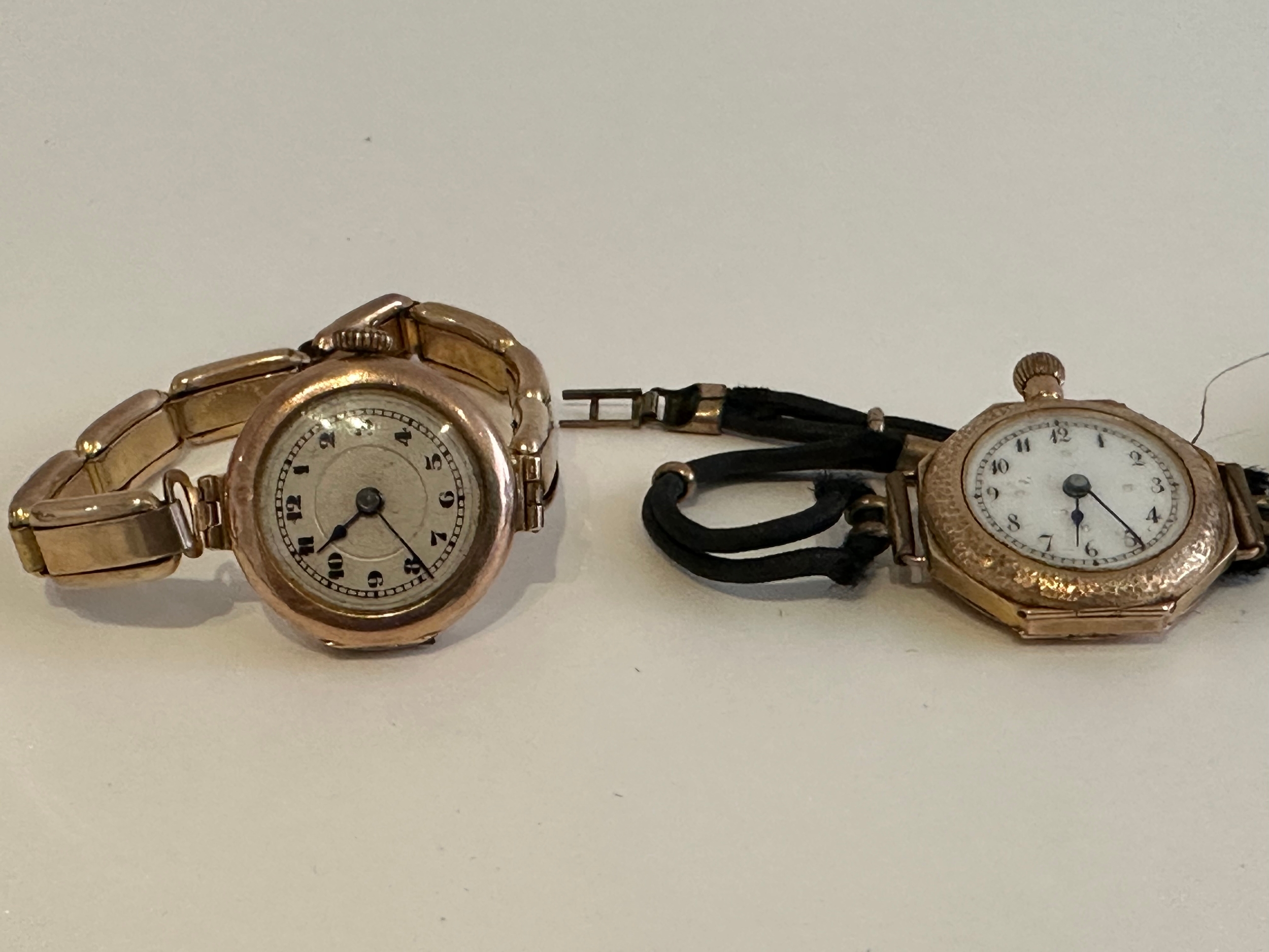 Three 9 carat gold vintage ladies cocktail watches. One with an engraved foliate design bezel and - Image 2 of 4