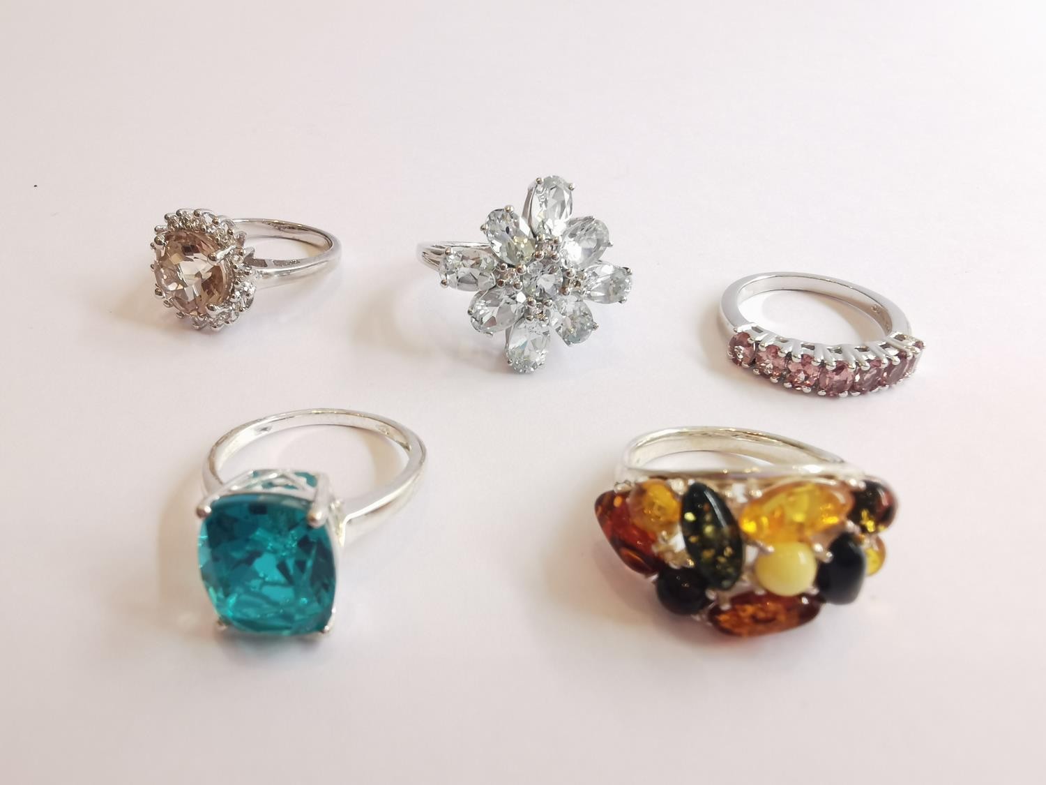 A collection of ten silver and gold plated silver dress rings some set with gemstones, including - Image 3 of 3