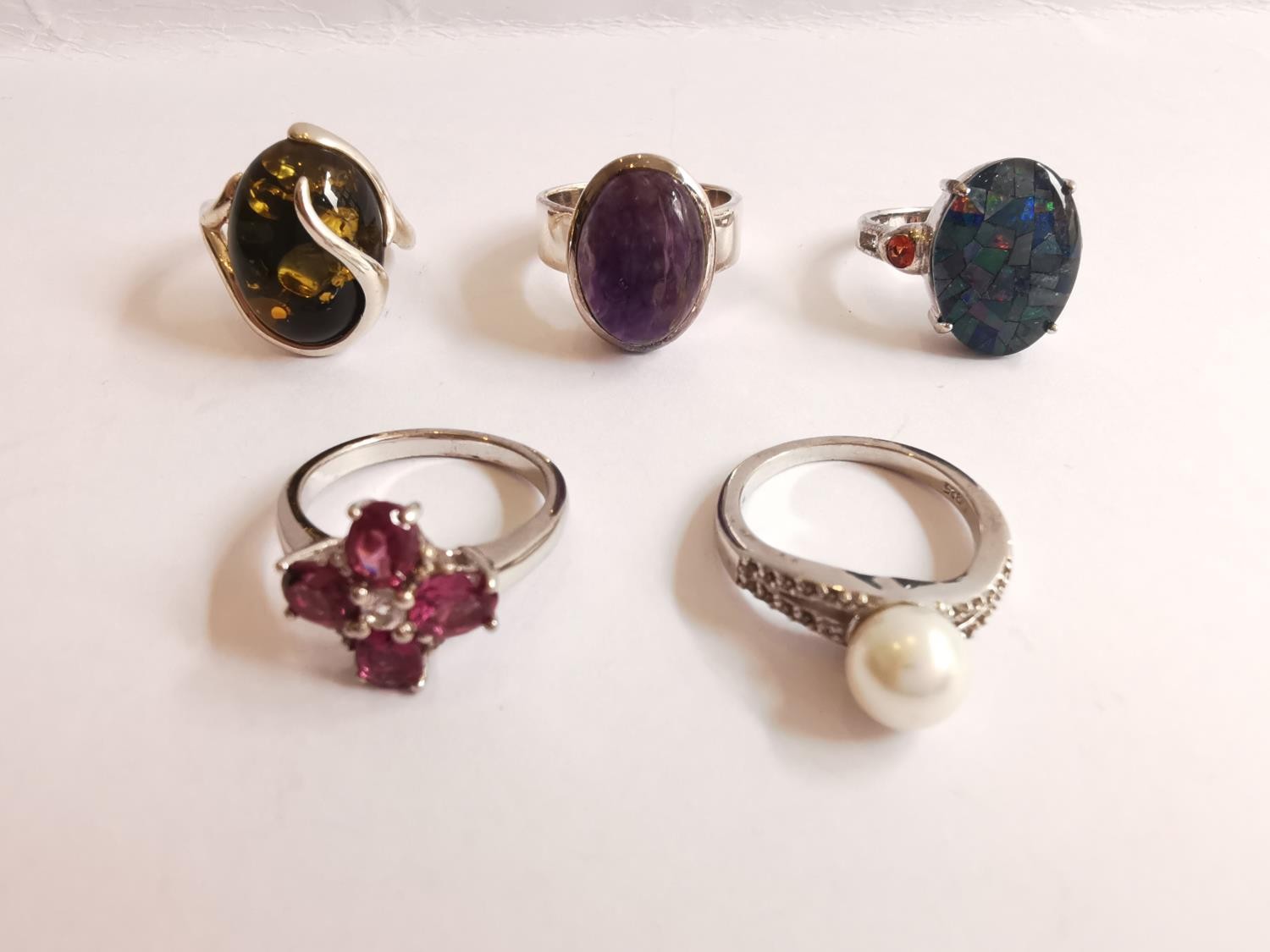 A collection of ten silver and gold plated silver dress rings some set with various gemstones, - Image 3 of 3