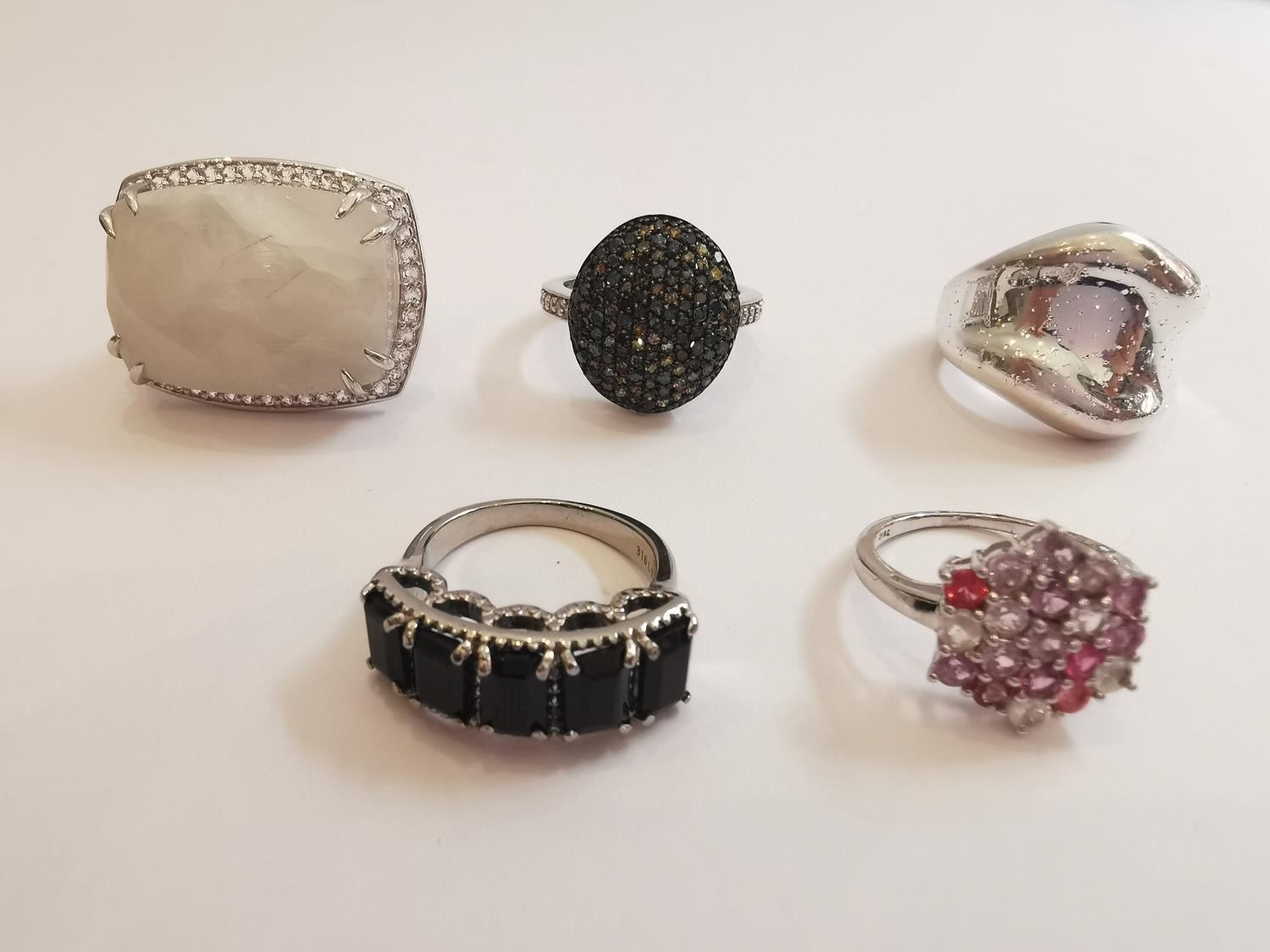A collection of ten silver and gold plated silver dress rings some set with gemstones, including - Image 3 of 3
