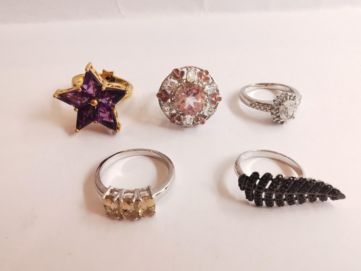 A collection of ten silver and gold plated silver dress rings set with various gemstones, - Image 2 of 3