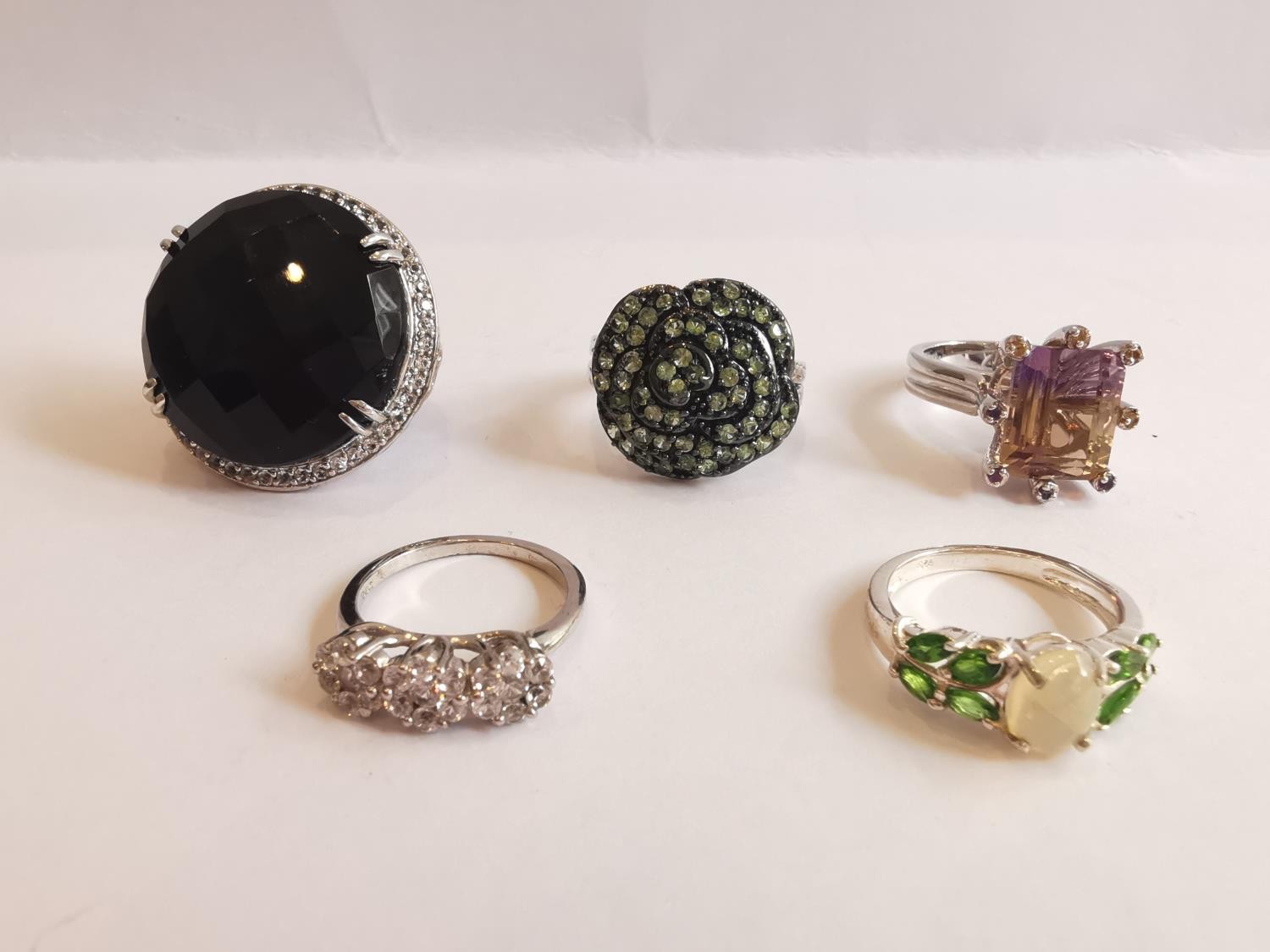 A collection of ten silver and gold plated silver dress rings some set with gemstones, including - Image 3 of 3
