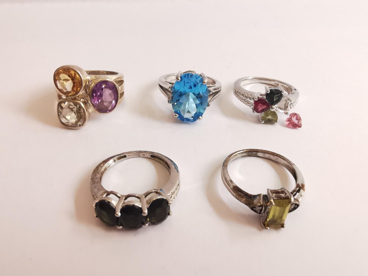 A collection of ten silver and gold plated silver dress rings set with various gemstones, - Image 2 of 3