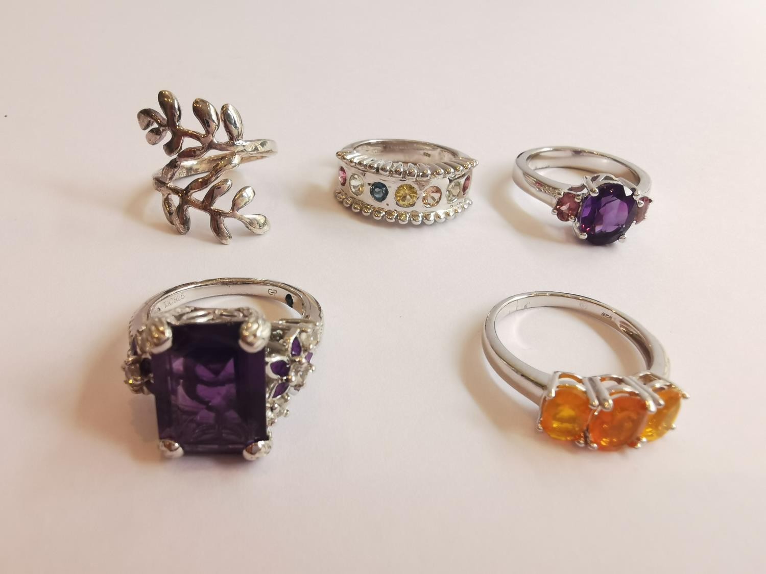 A collection of ten silver and gold plated silver dress rings some set with gemstones, including - Image 2 of 3