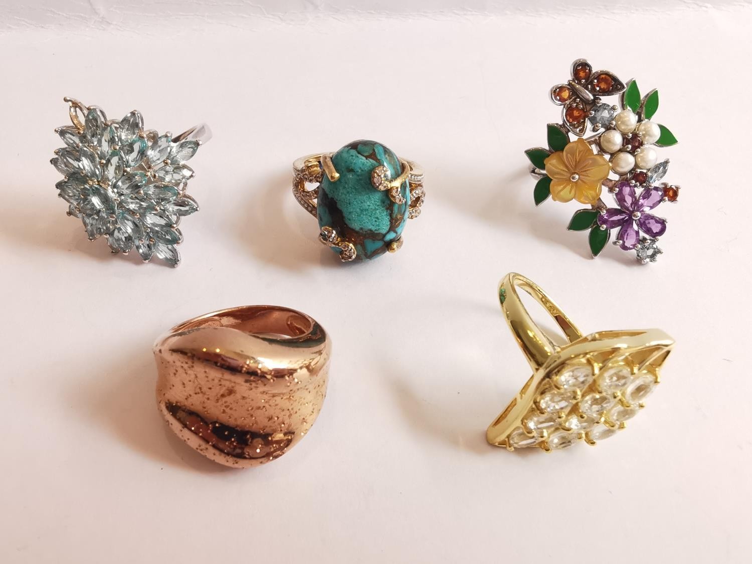 A collection of ten silver and gold plated silver dress rings set with various gemstones, - Image 3 of 4