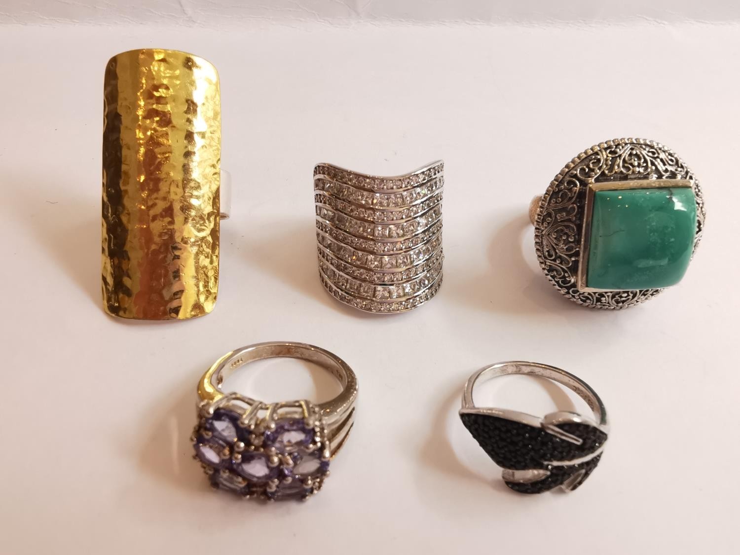 A collection of ten silver and gold plated silver dress rings some set with various gemstones, - Image 2 of 3