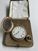 An engraved gold plated early 20th century American Waltham Watch Company gentleman's pocket