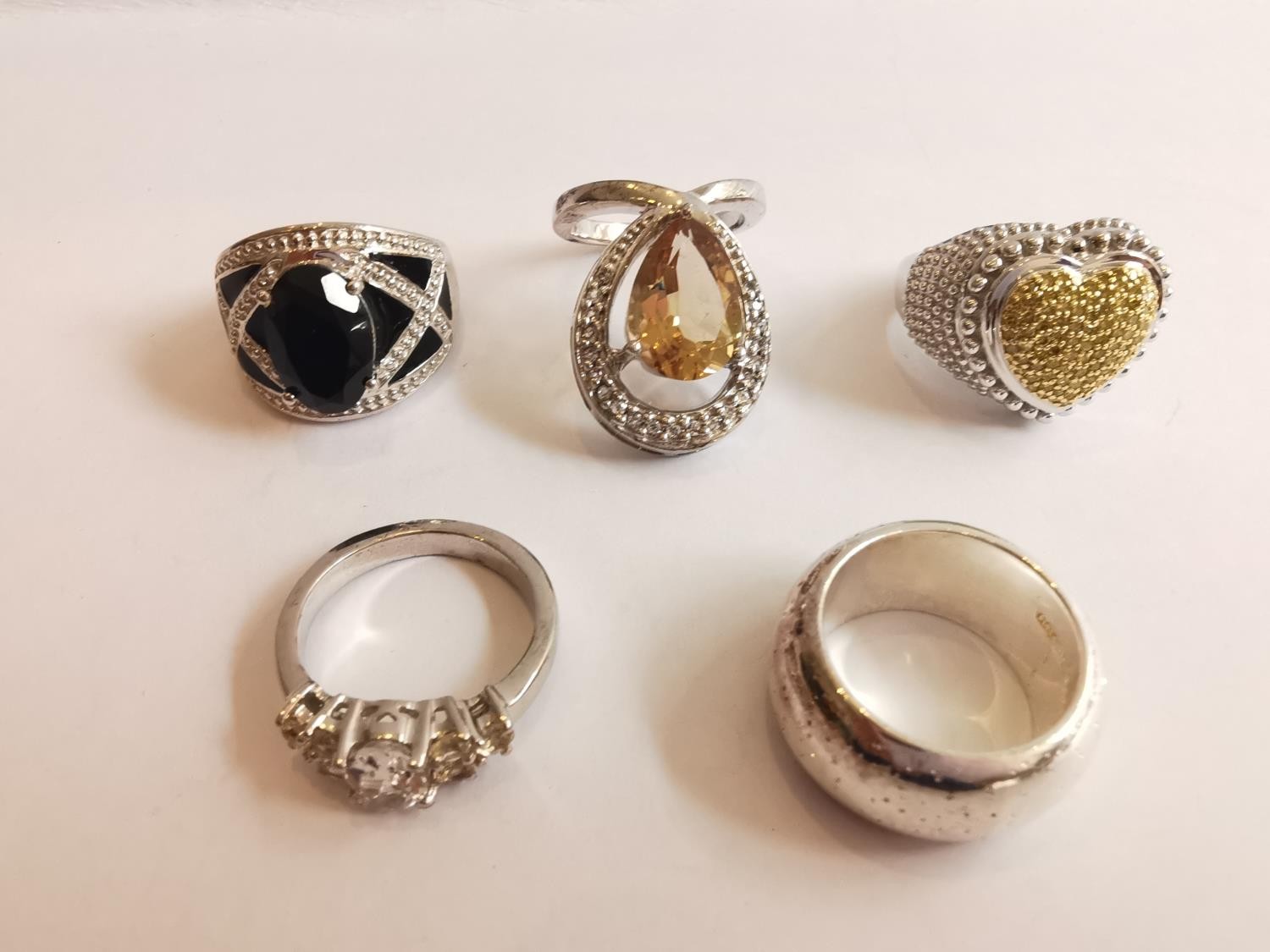 A collection of ten silver and gold plated silver dress rings some set with various gemstones, - Image 3 of 3