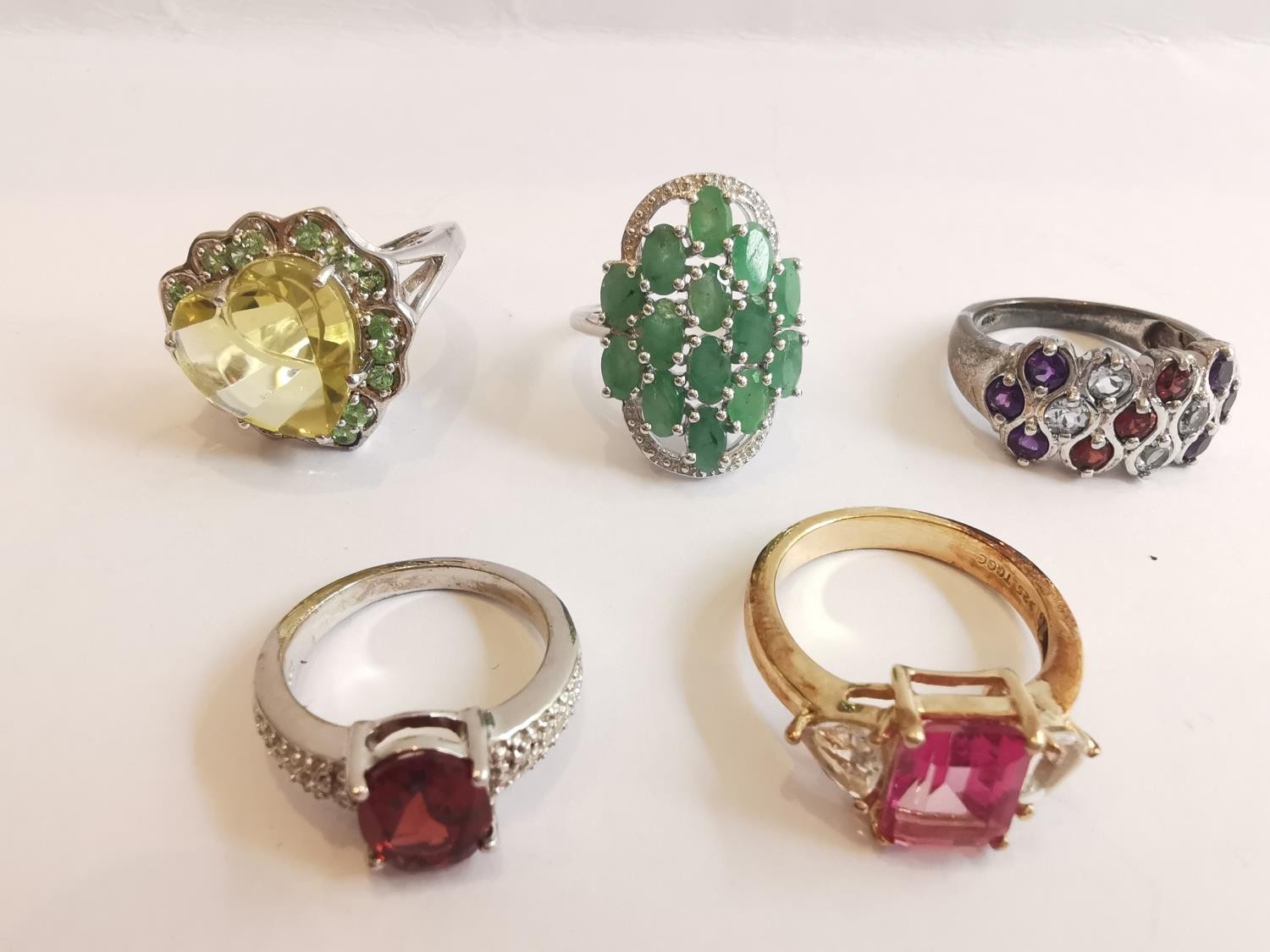 A collection of ten silver and gold plated silver dress rings set with various gemstones, - Image 2 of 3